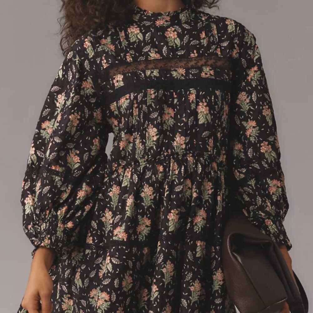 Anthropologie Pilcro Long-Sleeve Mock-Neck Swing Mini Dress